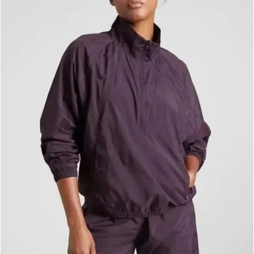 Athleta Grace Half Zip Top Jacket Deep Crocus Violet Nylon Wind Women's Size 3X - Picture 3 of 15